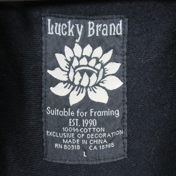 Vintage Lucky Brand Cardigan Women L Black Cotton Floral Embroidered Boho 450 - Picture 3 of 8